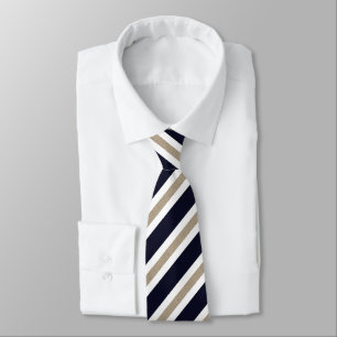 Cravate Marine / Beige / Blancs