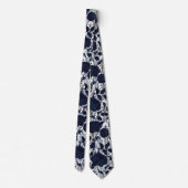 Cravate Marine bleu & blanc Floral Damask Aristocrat Maria (Dos)