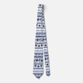Cravate Marine Bleu Boho Style Océan Motif (Devant)