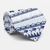 Cravate Marine Bleu Boho Style Océan Motif (Roulé)