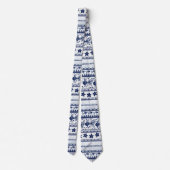 Cravate Marine Bleu Boho Style Océan Motif (Dos)