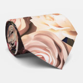 Cravate Marine Bleu & Floral Roses Gras Fleurs (Roulé)