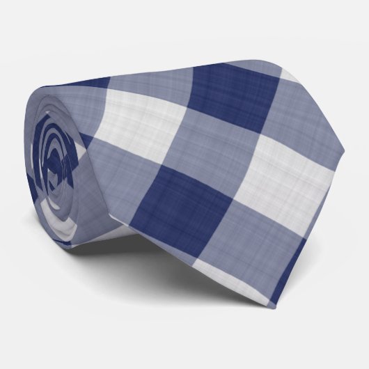 Cravate Marine Blue En vichy Check - Motif diagonal (Roulé)