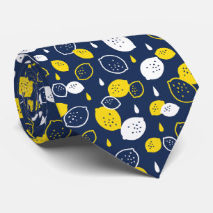 Cravate Marine Blue Lemon Art - Refresh Citrus Design