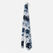 Cravate Marine Blue White Peony Eucalyptus Garden Mariage (Dos)