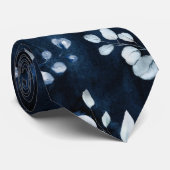 Cravate Marine et Dusty Blue Eucalyptus Mariage de verdure (Roulé)