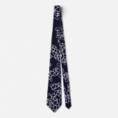 Cravate Marine moderne et Motif blanc (Devant)