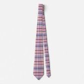 Cravate Marine Rose Bleu Blanc Preppy Madras Plaid (Devant)