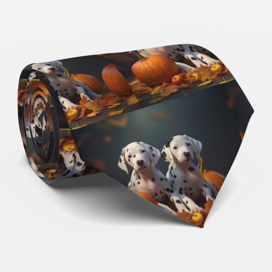 Cravate Marionnette dalmate Automne Citrouille délice (Roulé)