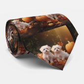 Cravate Marionnette maltaise Automne Citrouille délice (Roulé)