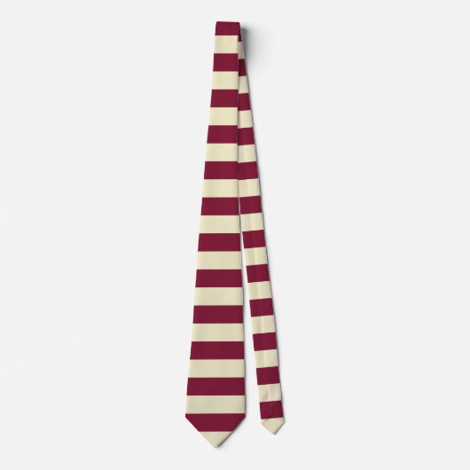 Cravate Maroon et crème Motif à bande horizontale (Devant)