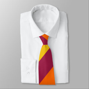 Cravate Maroon Jaune & Orange Large bande régimentaire