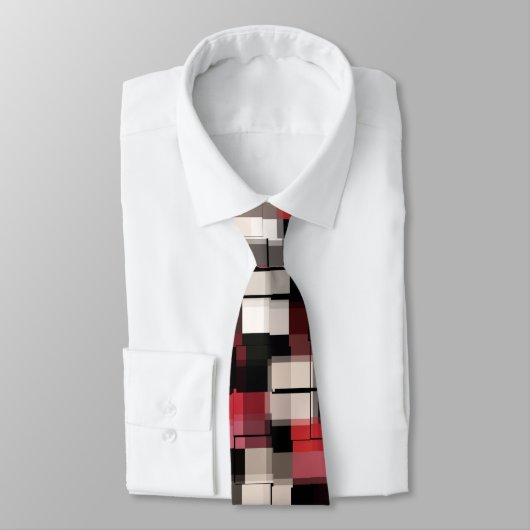 Cravate Maroon noir blanc Abstrait Plaid (Attaché)