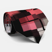 Cravate Maroon noir blanc Abstrait Plaid (Roulé)