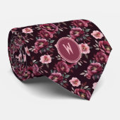Cravate Maroon Peonies Floral (Roulé)