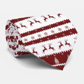 Cravate Maroon Reindeer Stripe Motif de Noël (Roulé)