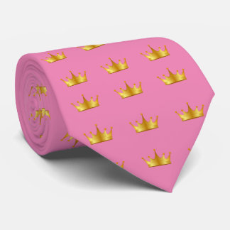 Cravate Marques de ski Couleur rose Couronne dorée
