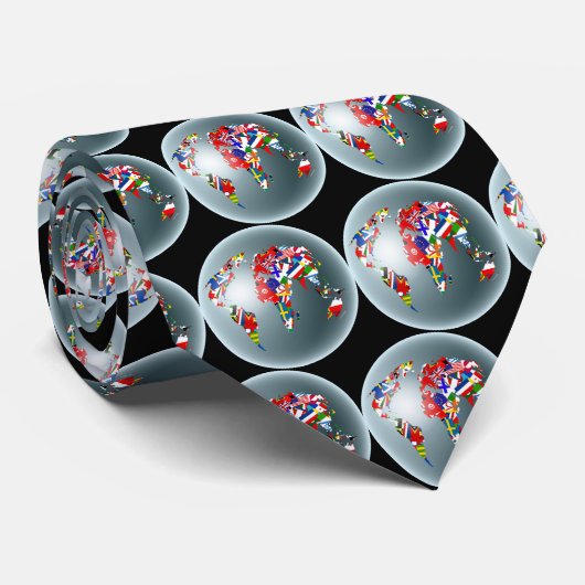 Cravate Marquez le globe, globe de drapeau, globe de (Roulé)