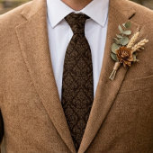 Cravate Marron Élégant Damassé Classique Gentleman