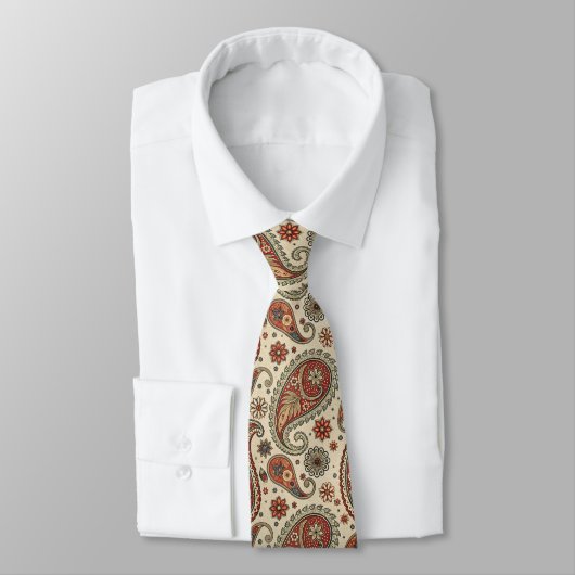 Cravate Marron et beige Paisley (Attaché)