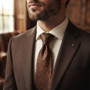 Cravate Marron Héritage Micro-Paisley Invité de Mariage