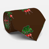 Cravate marron motif Betterave paysanne (Roulé)