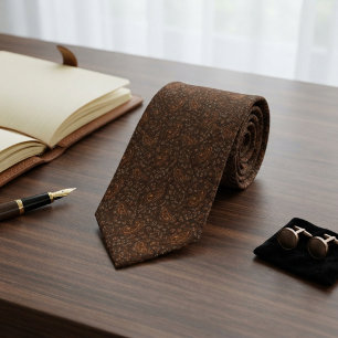 Cravate Marron Tabac Cuivre Brûlé Micro Paisley Patrimoine
