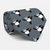 Cravate Martial Arts Panda - Gris (Roulé)