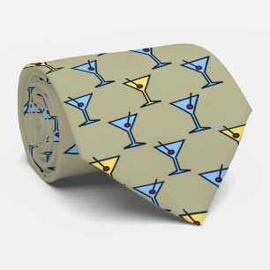 Cravate Martini Time Fifties Cocktail Khaki Two-sided
