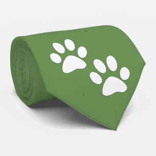 Cravate Mascotte De Sport Blanc Empreintes de pattes Sur V