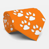 Cravate Mascotte De Sport Blanc Paw Sur Orange (Roulé)