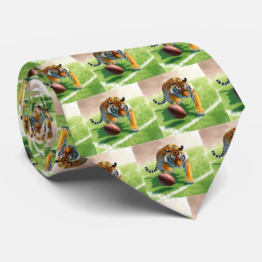 Cravate Mascotte du Bengale de Tiger Avec Football (Roulé)