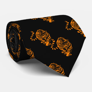Cravate Mascotte orange d'équipe de conception de tigre