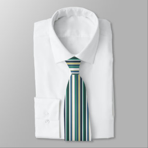 Cravate masculin bleu vert et or rayé