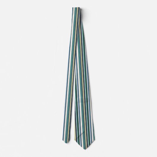 Cravate masculin bleu vert et or rayé (Dos)