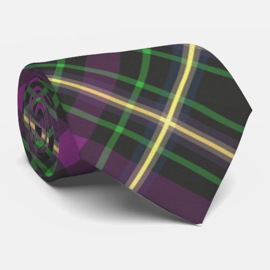 Cravate masculin vert violet et jaune (Roulé)