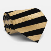 Cravate masculine à rayures noir et or (Roulé)