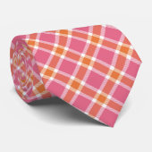 Cravate masculine en pâte rose chaud, orange et bl (Roulé)