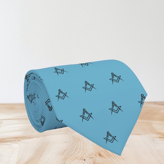 Cravate Masonic Masonry Freemason Blue Pattern