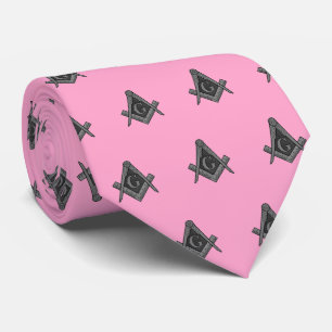 Cravate Masonique Motif de la franc-maçonnerie rose