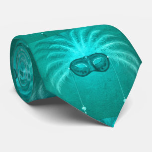 Cravate Masque Visage Mardi Gras Turquoise CouTie