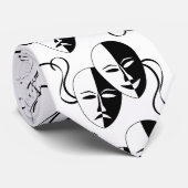 Cravate Masques Thespian noir et blanc (Roulé)