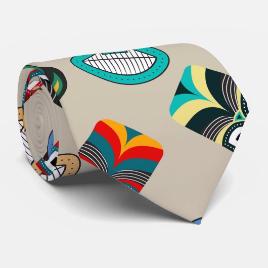 Cravate Masques tribaux ethniques (Roulé)