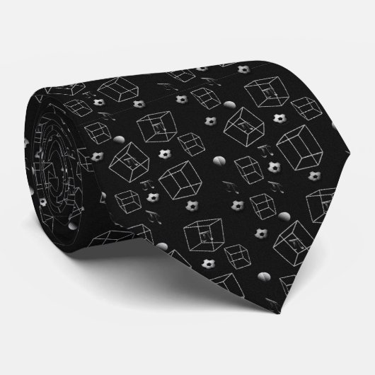 Cravate Math motif noir et blanc (Roulé)