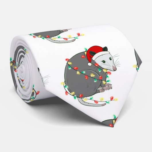 Cravate mauvais Noël santa claus opossum (Roulé)
