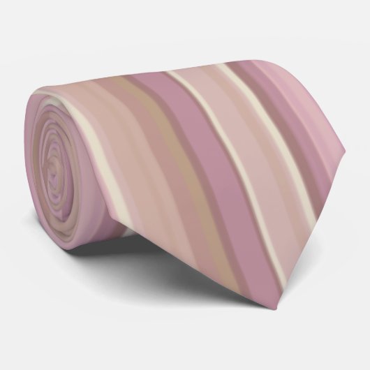 Cravate Mauve, brun, et motif rayé vert (Roulé)