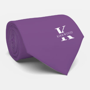 Cravate Mauve   Élégant Monogramme+Nom   sur un côté