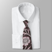 Cravate Mauve floral et chocolat (Attaché)