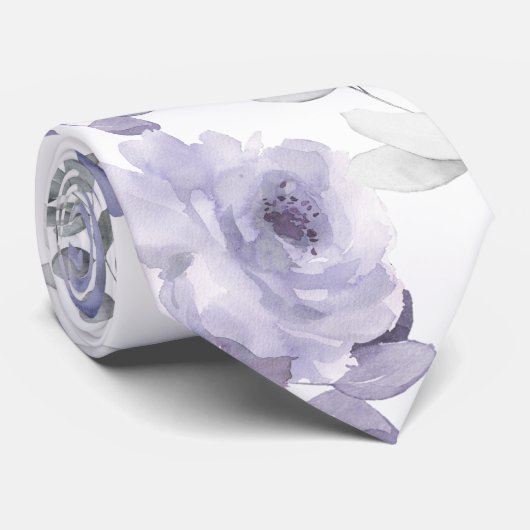 Cravate Mauve Lavande d'argent Mariage Eucalyptus (Roulé)