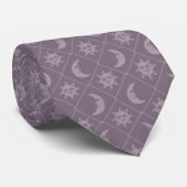 Cravate Mauve Soleil Et Lune Célestes (Roulé)
